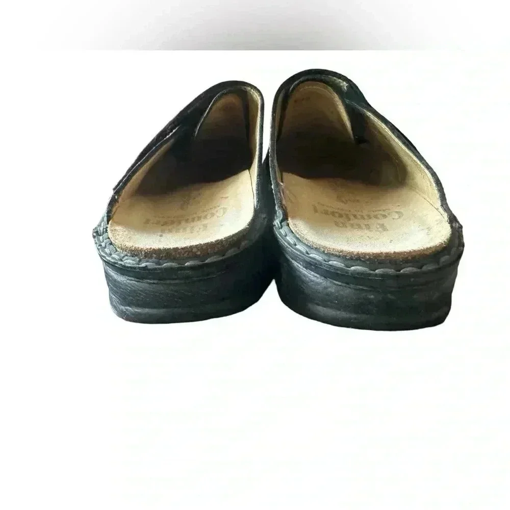 FINN COMFORT Men’s Black Venice Leather Mule Shoes Size EUR 42